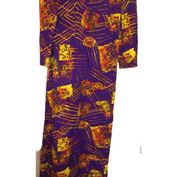 Vintage D Bess Psychedelic Ruffle Maxi Dress READ - Picture 2 of 9